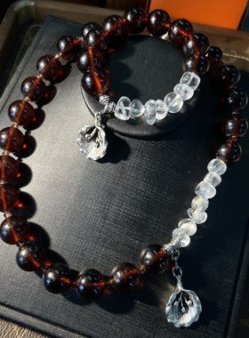 中古Vintage 原创设计奢时尚复古老琉璃白色水晶项链手链款式