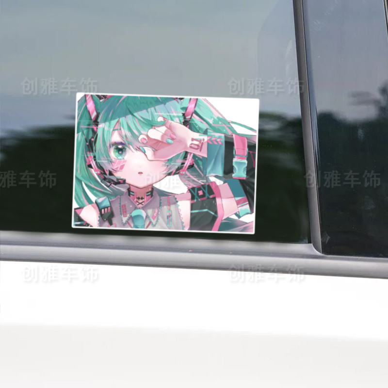 初音未来汽车贴纸动漫二次元痛车族车贴玻璃窗摩托车电动汽车贴纸 - 图2