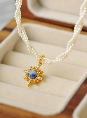 八芒星可拆卸吊坠双层珍珠项链