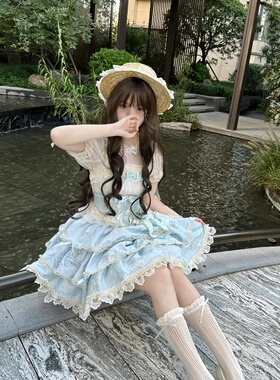 Lolita甜妹手工蕾丝蝴蝶结草帽