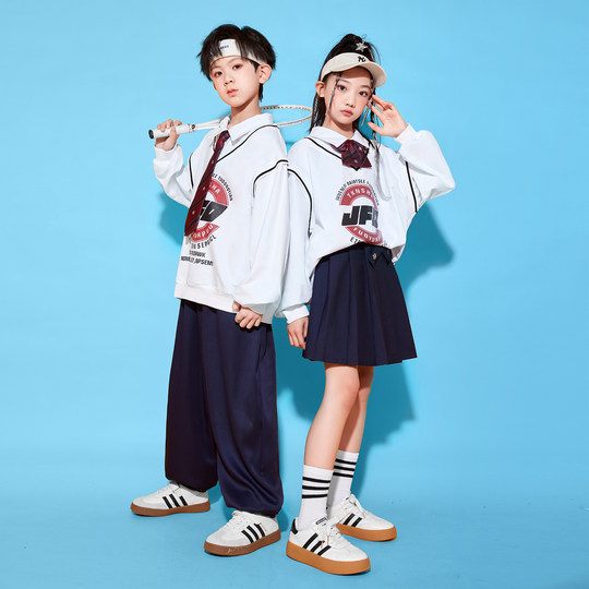 儿童啦啦队演出服小学生运动会套装女童英伦风校服新款幼儿园班服