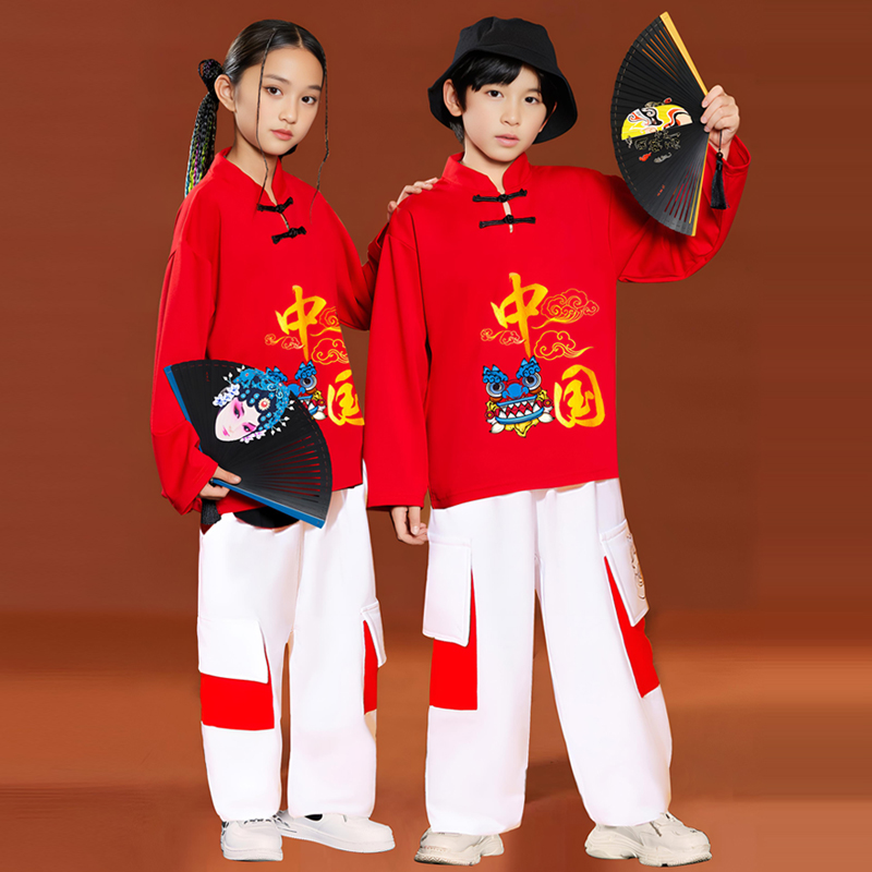 儿童啦啦队演出服小学生运动会开幕式服装幼儿园中国风表演服街舞 - 图0