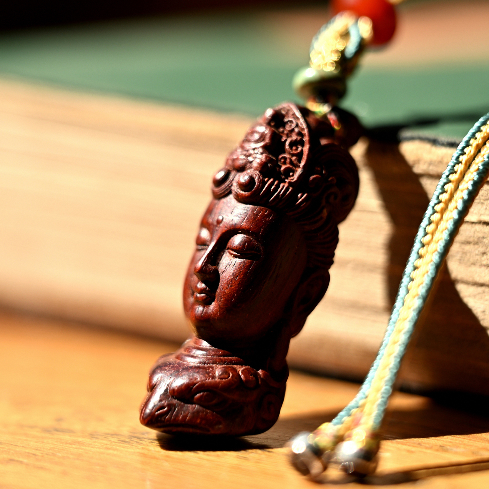 乐斋艺术·印度小叶紫檀观音吊坠守护神挂件文殊普贤菩萨项链佛牌 - 图2