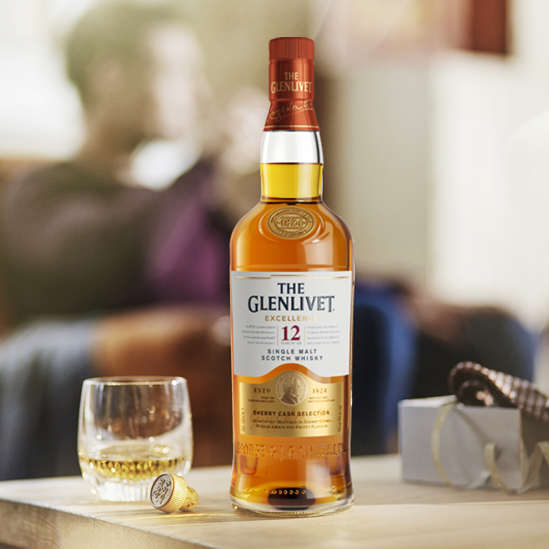 glenlivet格兰威特醇萃12年雪莉桶单一麦芽苏格兰威士忌700ml礼盒 - 图1