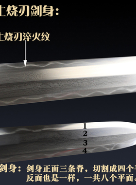 八面防身花纹钢长款纯手工刀剑