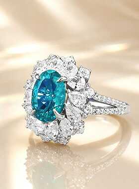 S925银帕拉伊巴冰裂纹戒指1.5ct