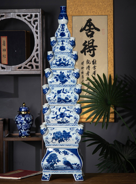 景德镇宝塔花瓶高温烧制可水培