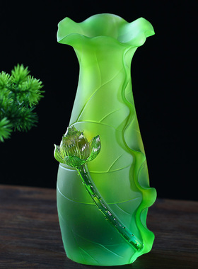 古法琉璃莲花瓶荷花瓶中式禅意