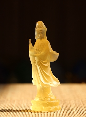 古法琉璃净瓶观音中式佛堂摆件