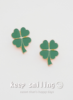 keepsmiling卡通幸运四叶草徽章