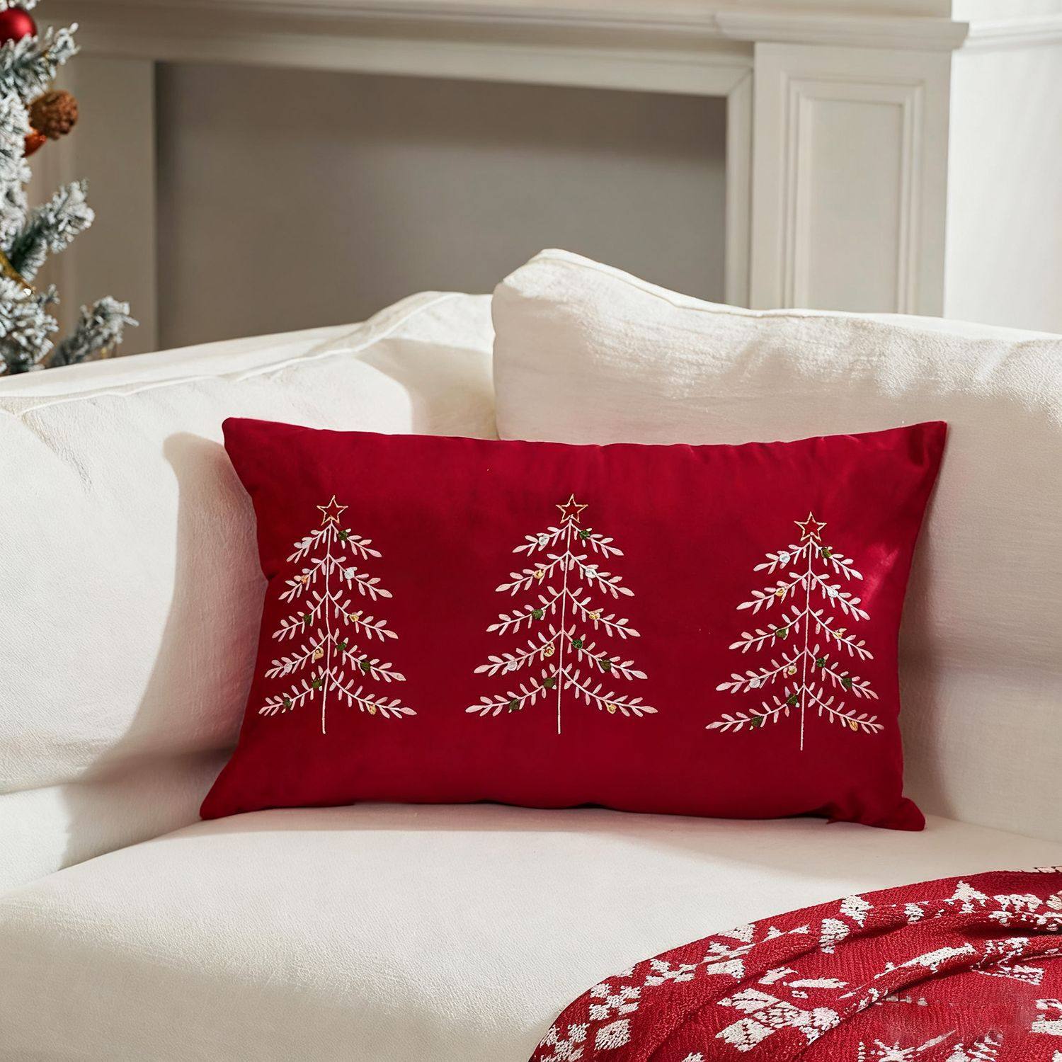 圣诞树刺绣北欧ins圣诞抱枕靠垫腰靠枕客厅沙发装饰枕抱枕套,淘宝优惠券,粉丝福利购,淘宝优惠卷
