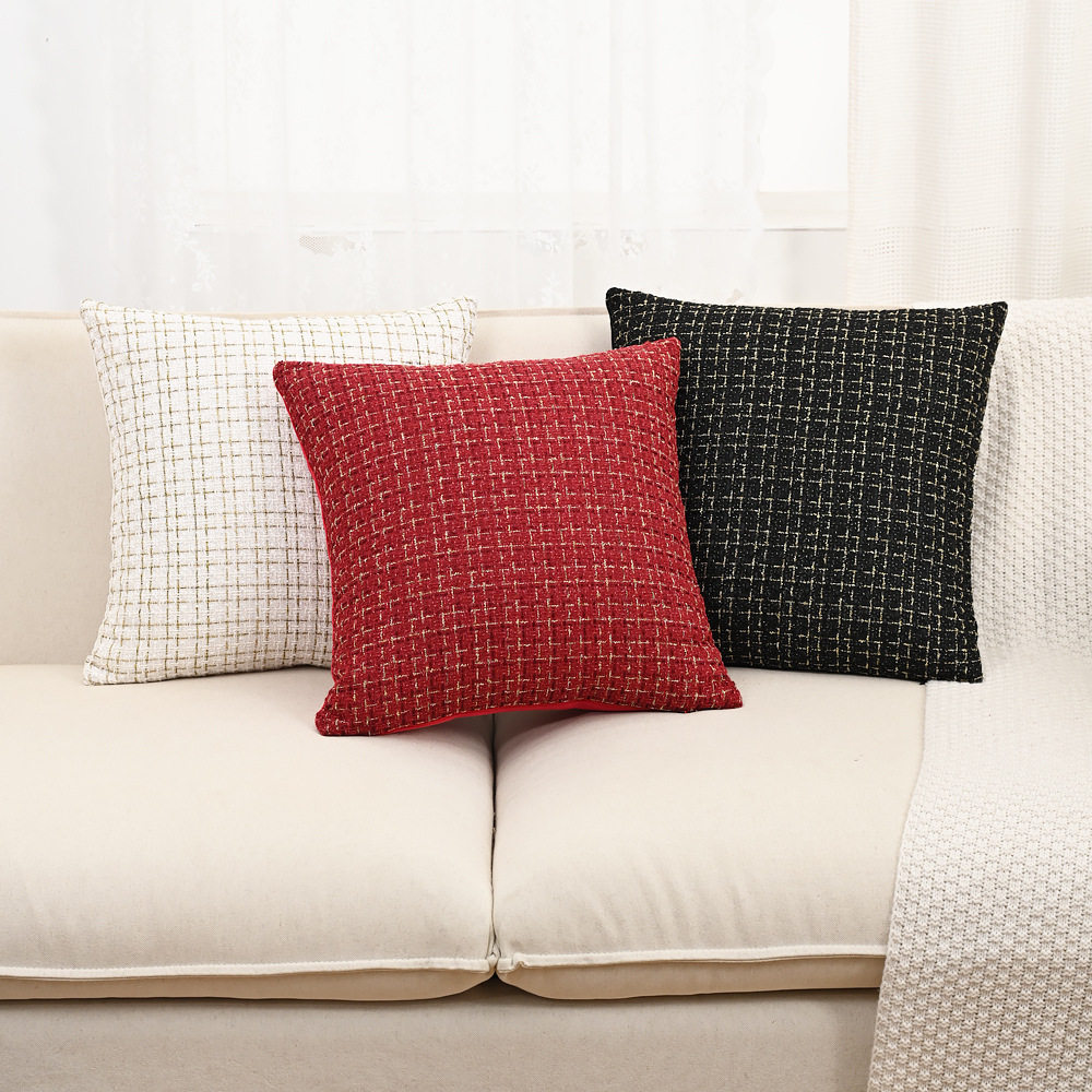 红色格纹小香风节日喜庆法式轻奢客厅抱枕靠垫样板间软装抱枕套,淘宝优惠券,粉丝福利购,淘宝优惠卷