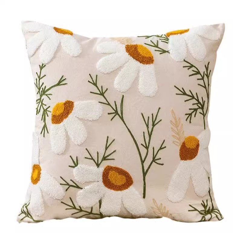 北欧ins 抱枕客厅沙发靠垫花朵刺绣法式小清新卧室床头飘窗靠枕套,淘宝优惠券,粉丝福利购,淘宝优惠卷