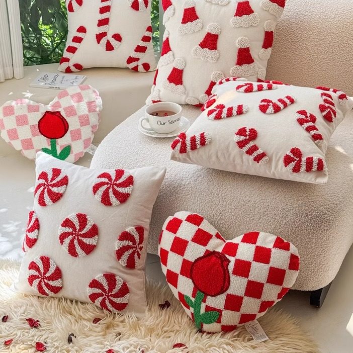 北欧现代客厅靠垫乔迁结婚红色喜庆沙发抱枕心形爱心靠背枕抱枕套,淘宝优惠券,粉丝福利购,淘宝优惠卷