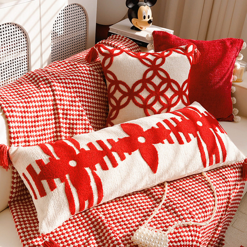 新年高级感抱枕靠垫新中式结婚红色新婚卧室沙发装饰抱枕枕套含芯,淘宝优惠券,粉丝福利购,淘宝优惠卷