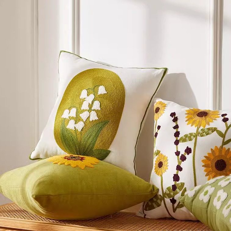 北欧ins 抱枕客厅沙发靠垫花朵刺绣法式小清新卧室床头飘窗靠枕套,淘宝优惠券,粉丝福利购,淘宝优惠卷