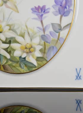 自然主义花卉蝶恋花彩绘描金