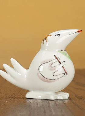 趣味小鸟书记小型瓷偶摆件