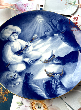 德国MEISSEN梅森瓷器 童话系列小矮人慕克 1986描金赏盘 挂盘25CM