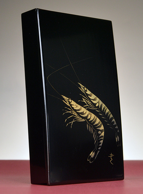 沈金漆器虾纹储物盒方盒