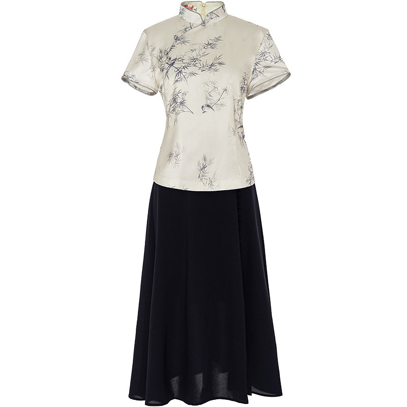 秀观唐竹燕2023春夏新款修身花旗袍 秀观唐服饰上衣