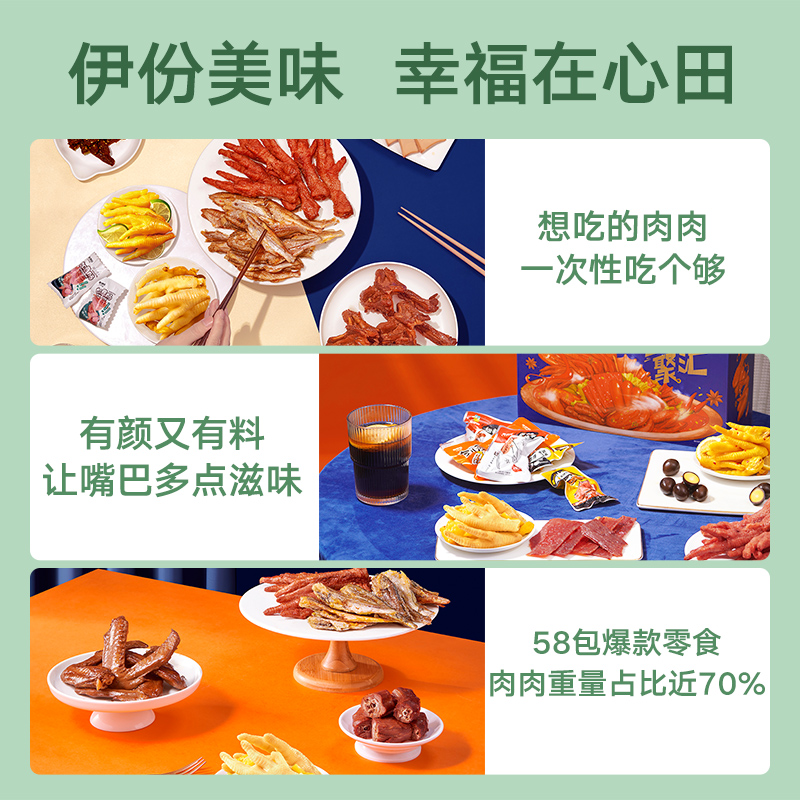新品 来伊份多肉聚汇礼盒大礼包1483g整箱零食礼包送礼