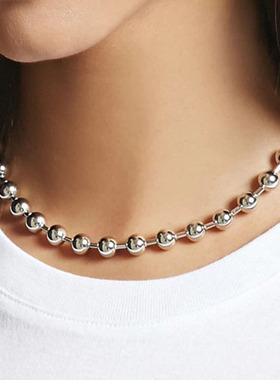 圆珠项链男潮圆球毛衣链2022新款女百搭长款锁骨链无吊坠