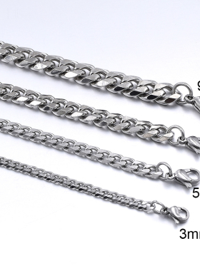 欧美冷淡风古巴手链男韩版潮朋克手环男士宽手镯学生嘻哈首饰