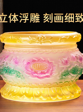 七彩白色琉璃香炉插香炉花瓶花盆跨境蜡烛座琥珀色彩色莲花油灯座