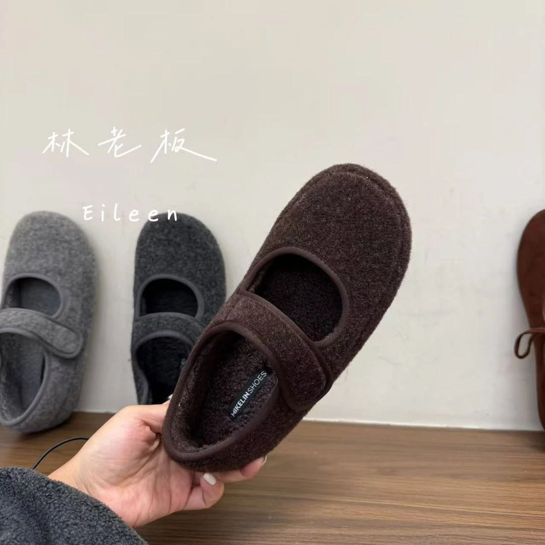 法式毛毛浅口平底玛丽珍单鞋子女秋冬加绒复古软底勃肯鞋A101-2,淘宝优惠券,粉丝福利购,淘宝优惠卷