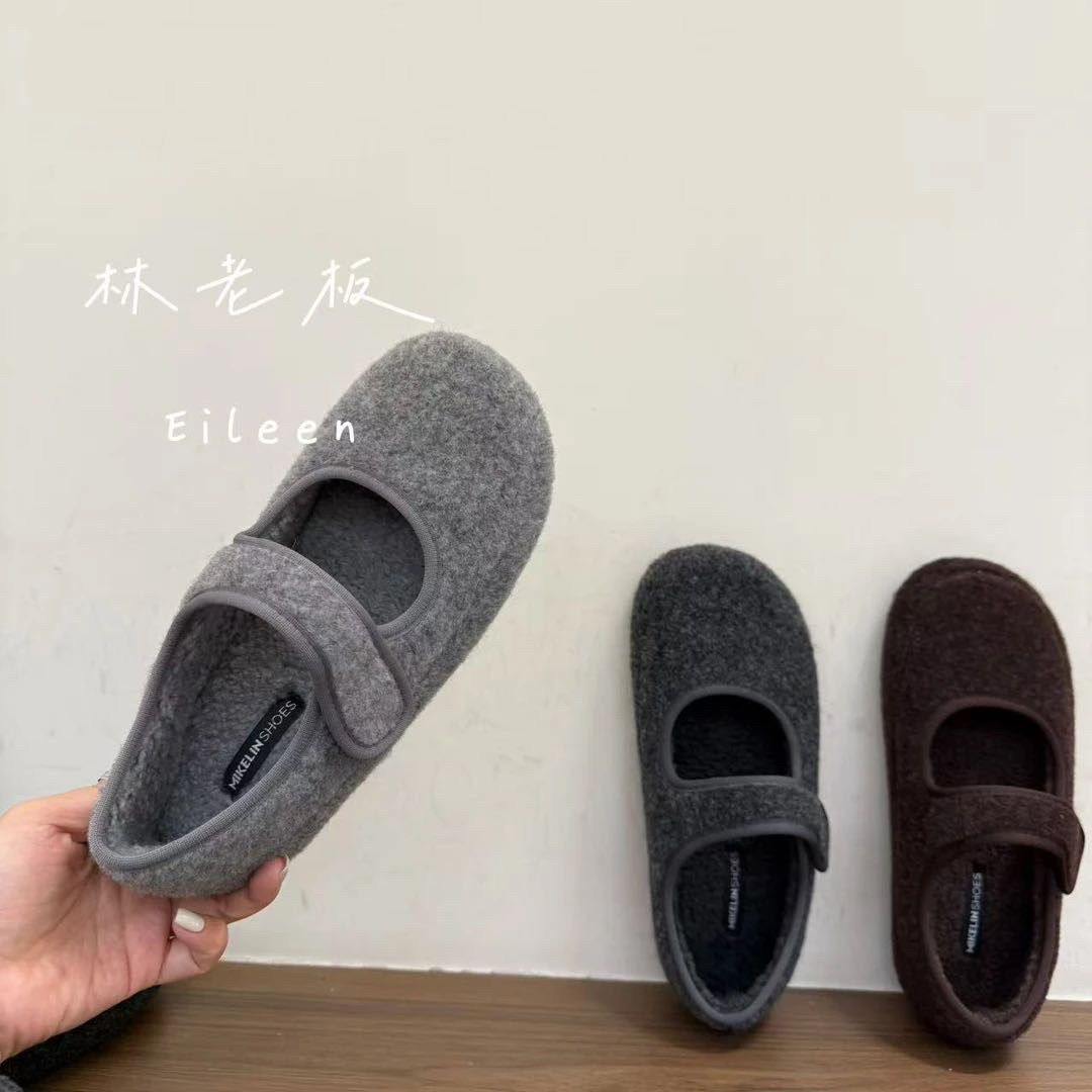 法式毛毛浅口平底玛丽珍单鞋子女秋冬加绒复古软底勃肯鞋A101-2,淘宝优惠券,粉丝福利购,淘宝优惠卷