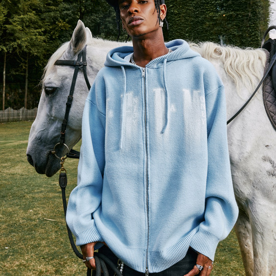 MEDM sweater cardigan cotton hooded basic printing