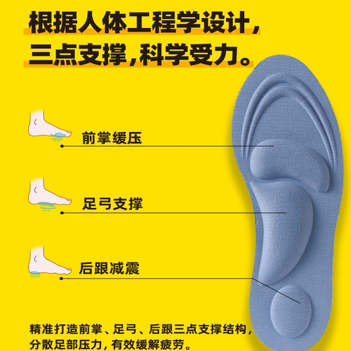 ELEFT4D足弓支撑鞋垫男女款吸汗防臭运动软底舒适军训专用鞋垫 - 图3