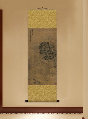 明清仿古卷轴名家装饰字画丝绸礼品酒店大堂字画送客户装饰卷轴画