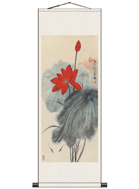 荷花花鸟画客厅招财装饰字画办公室风水靠山挂画于水墨画风景壁画