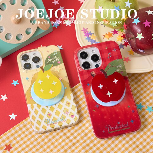 JOEJOE原创闪闪苹果梨子烫金适用Apple17Pro苹果iphone17proMax亮面鎏金红色手机壳16Pro磁吸支架15/14/13 - 图3