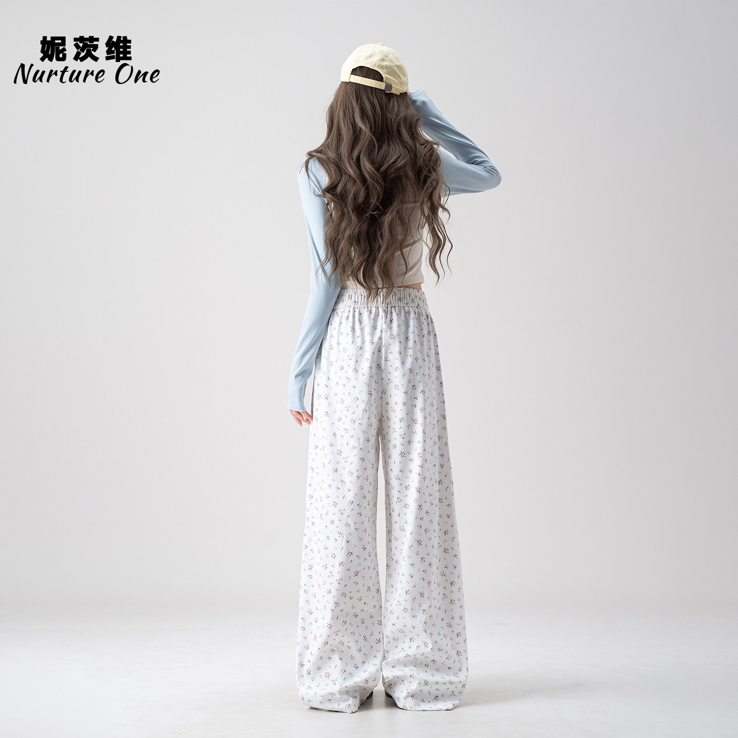 白色小碎花直筒休闲裤女春季新款高腰宽松阔腿遛弯百搭拖地长裤子,淘宝优惠券,粉丝福利购,淘宝优惠卷