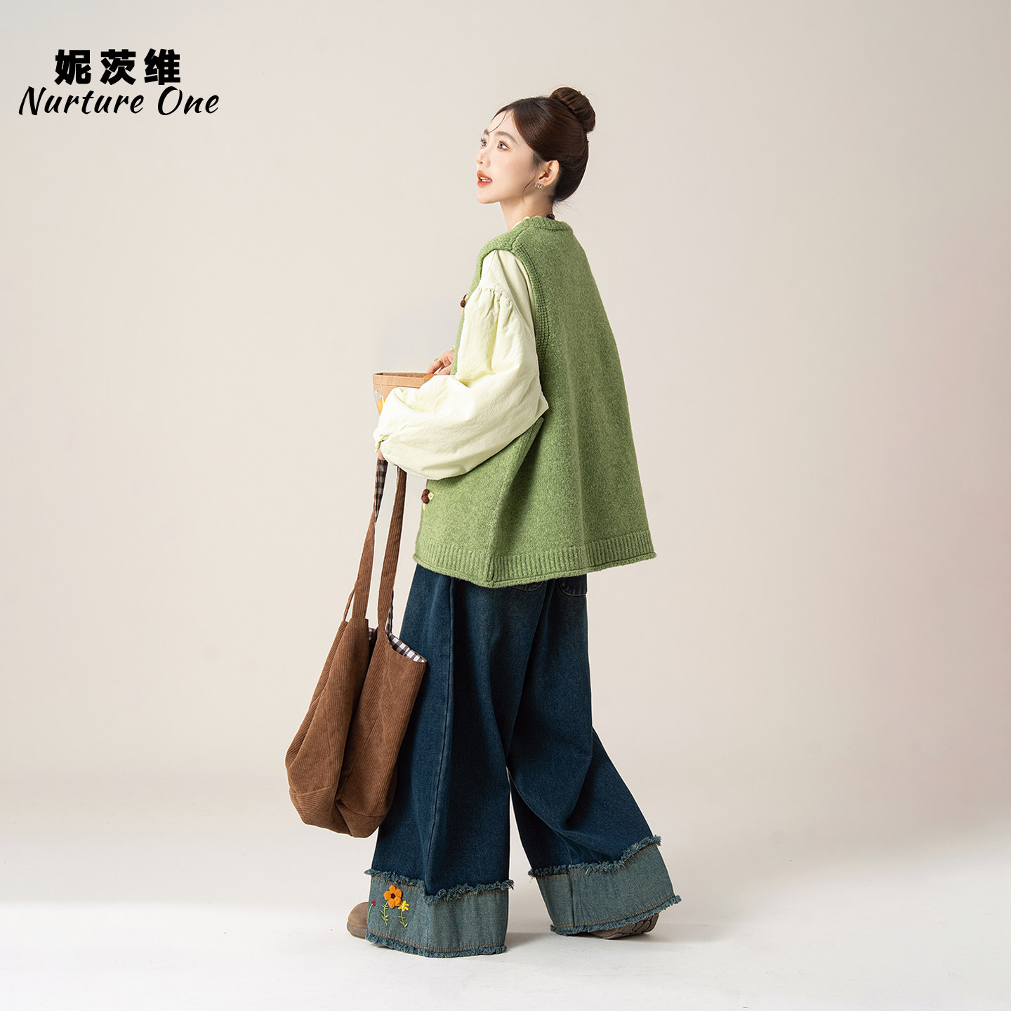 抹茶绿色立体花针织马甲女春季新款圆领宽松叠穿开衫无袖背心上衣,淘宝优惠券,粉丝福利购,淘宝优惠卷