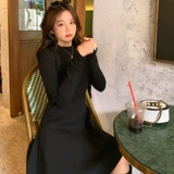 Трикотажное трикотажное платье, приталенное шерстяное платье, осенняя юбка, высокий воротник, 2022