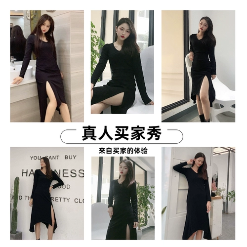 Сексуальное платье, длинная юбка, V-образный вырез, коллекция 2023, в обтяжку, средней длины