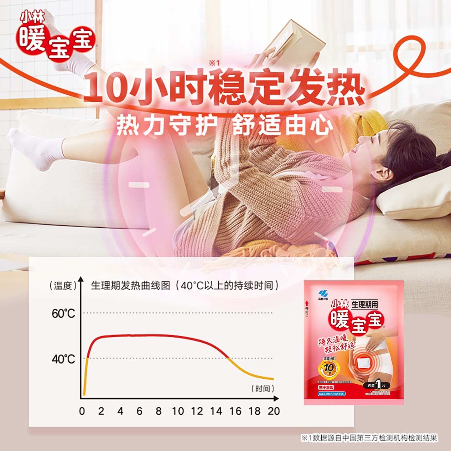 【小林制药】暖宝宝生理期贴暖贴 大姨妈贴宫暖 发热贴女生经期贴