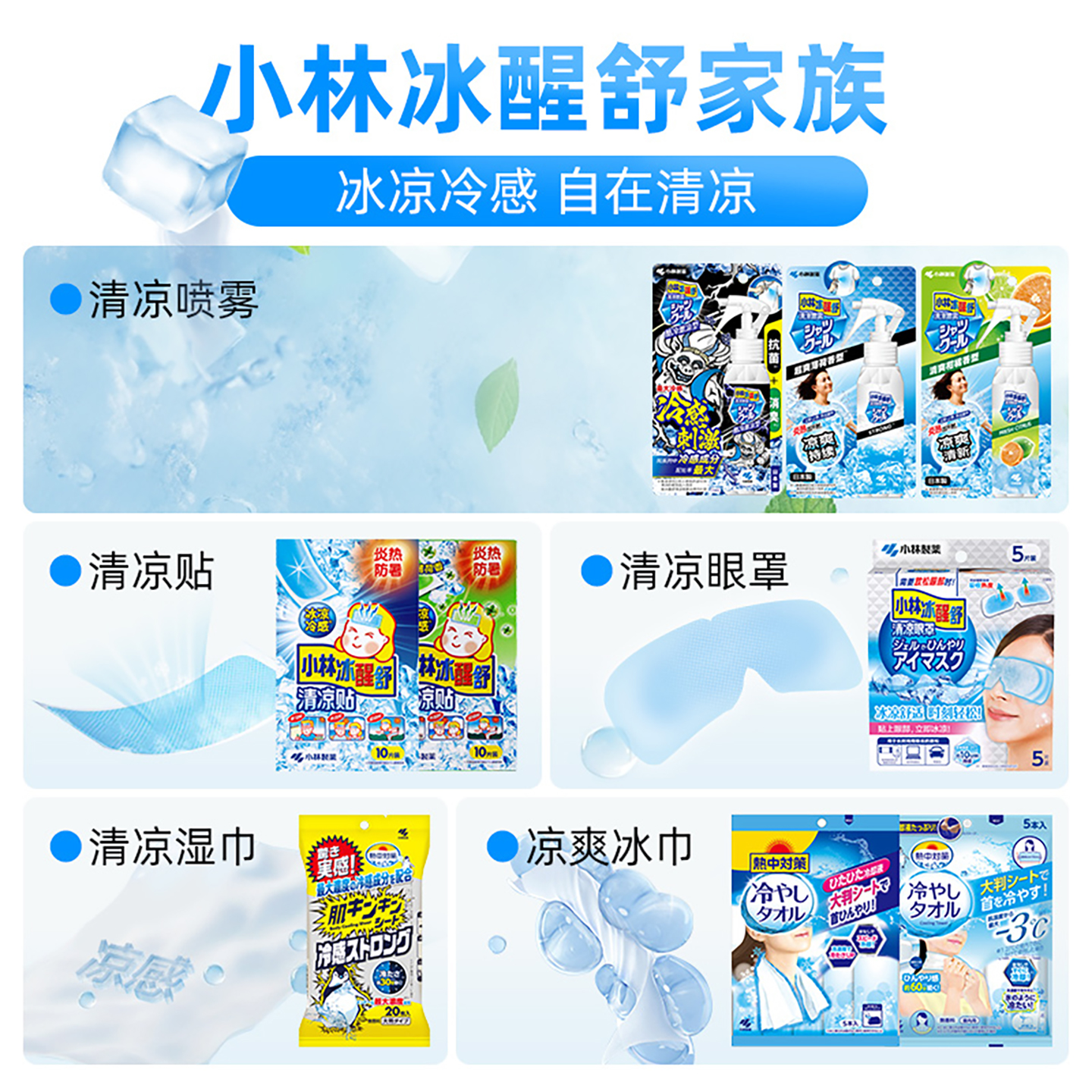 【小林制药】冰醒贴降温提神清凉贴多功能冰凉贴10片装