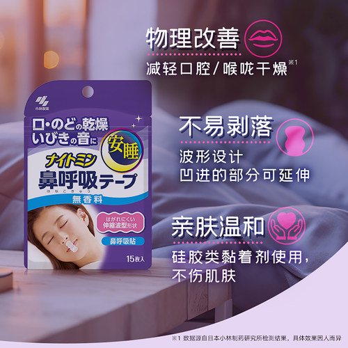 【小林制药】安睡鼻呼吸贴2盒改善口呼吸贴睡觉闭嘴鼻呼吸进口 - 图0