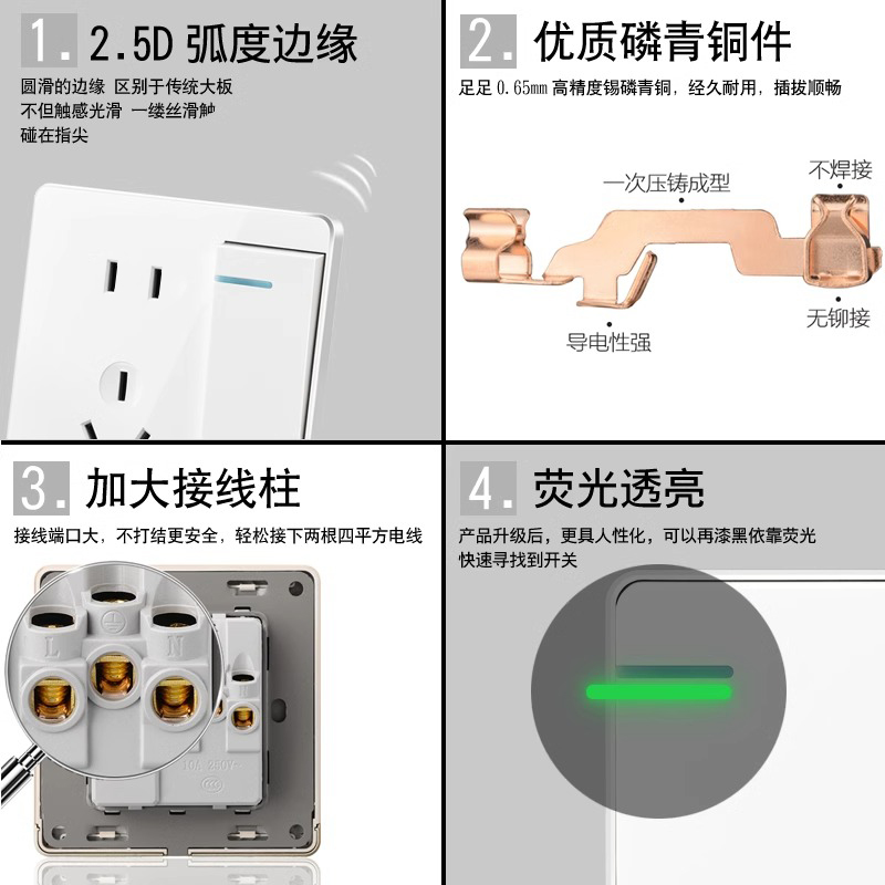 国际电工86型开关插座面板家用墙壁一开单双控二三插5五孔USB插座-图2