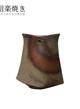 信乐烧异型中古花瓶侘寂花器粗陶