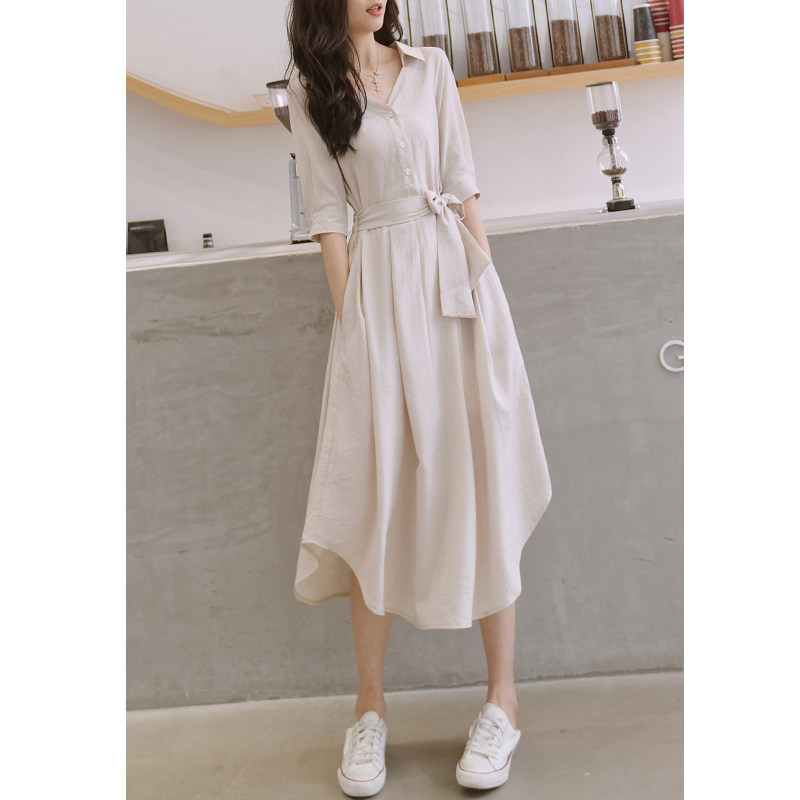 轻熟风夏季2021新款v领中袖连衣裙 梅特玛丽艾嘉连衣裙