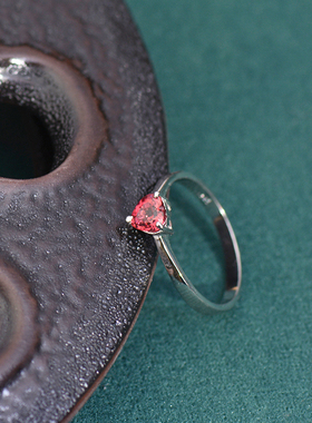 天然石榴石戒指925纯银简约女