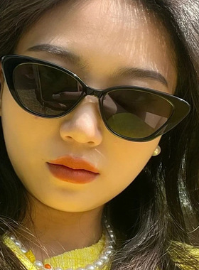 复古高级感黑色小框防晒太阳镜女