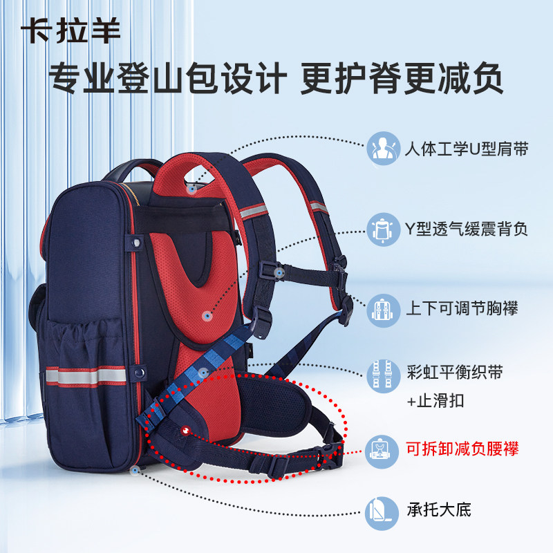 卡拉羊小学生减负大嘴男女双肩背包 卡拉羊双肩背包