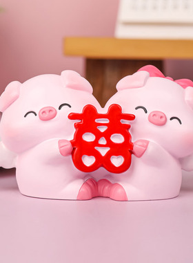 可爱小猪桌面摆件办公室解压装饰